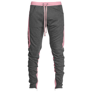 YNM Ankle Zip Trackpants : Charcoal/Pink
