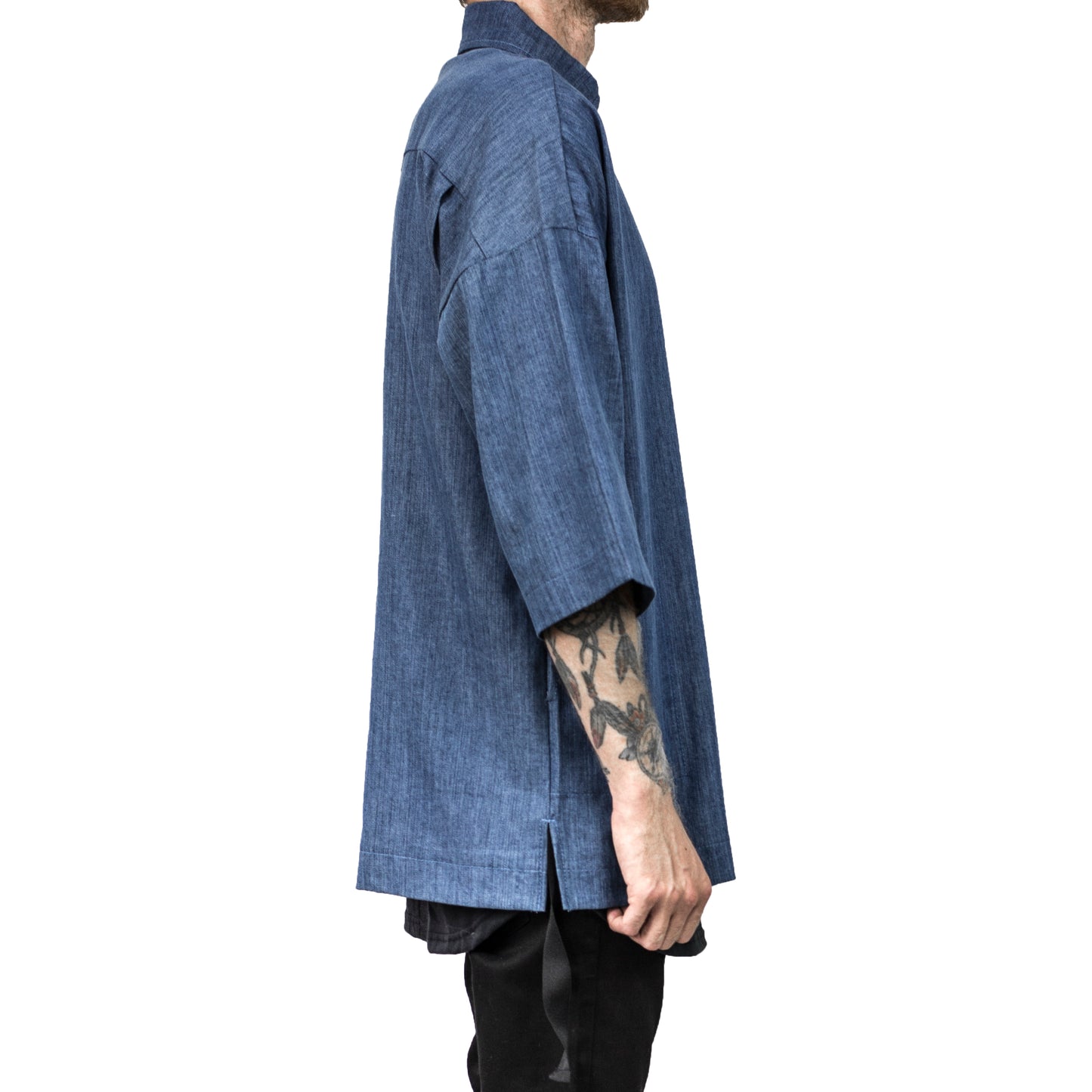 Camisa con cuello y cremallera: mezclilla azul
