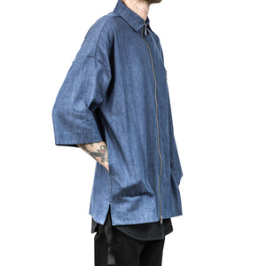 Zipup Collared Shirt : Blue Denim