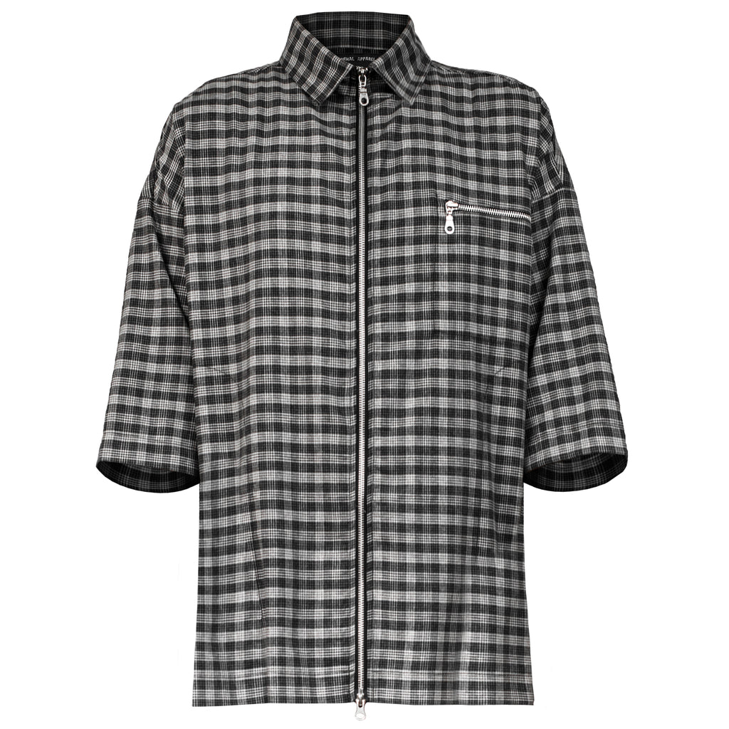 Chemise Col Zippé : Carreaux Pied-de-Poule