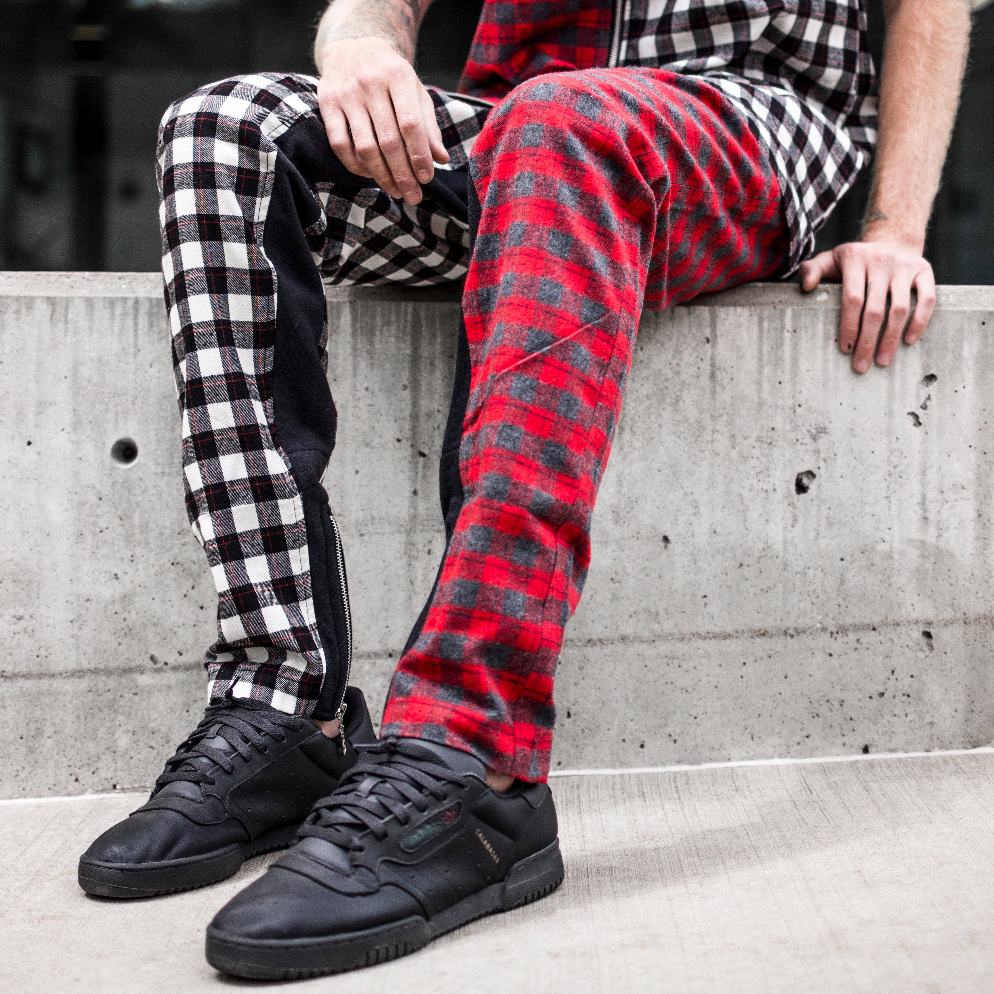 Plaid pants sales with zippers