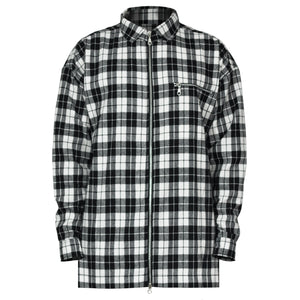 Manches Longues Zippées : Flanelle Blanche/Noire