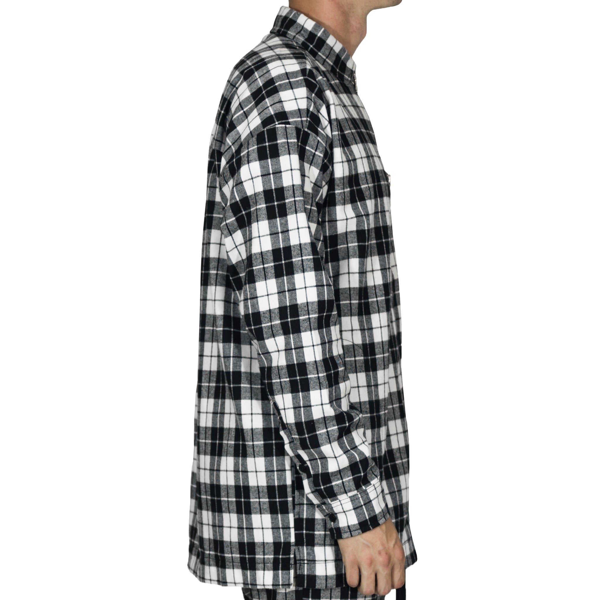 Zipup Longsleeve : White/Black Flannel