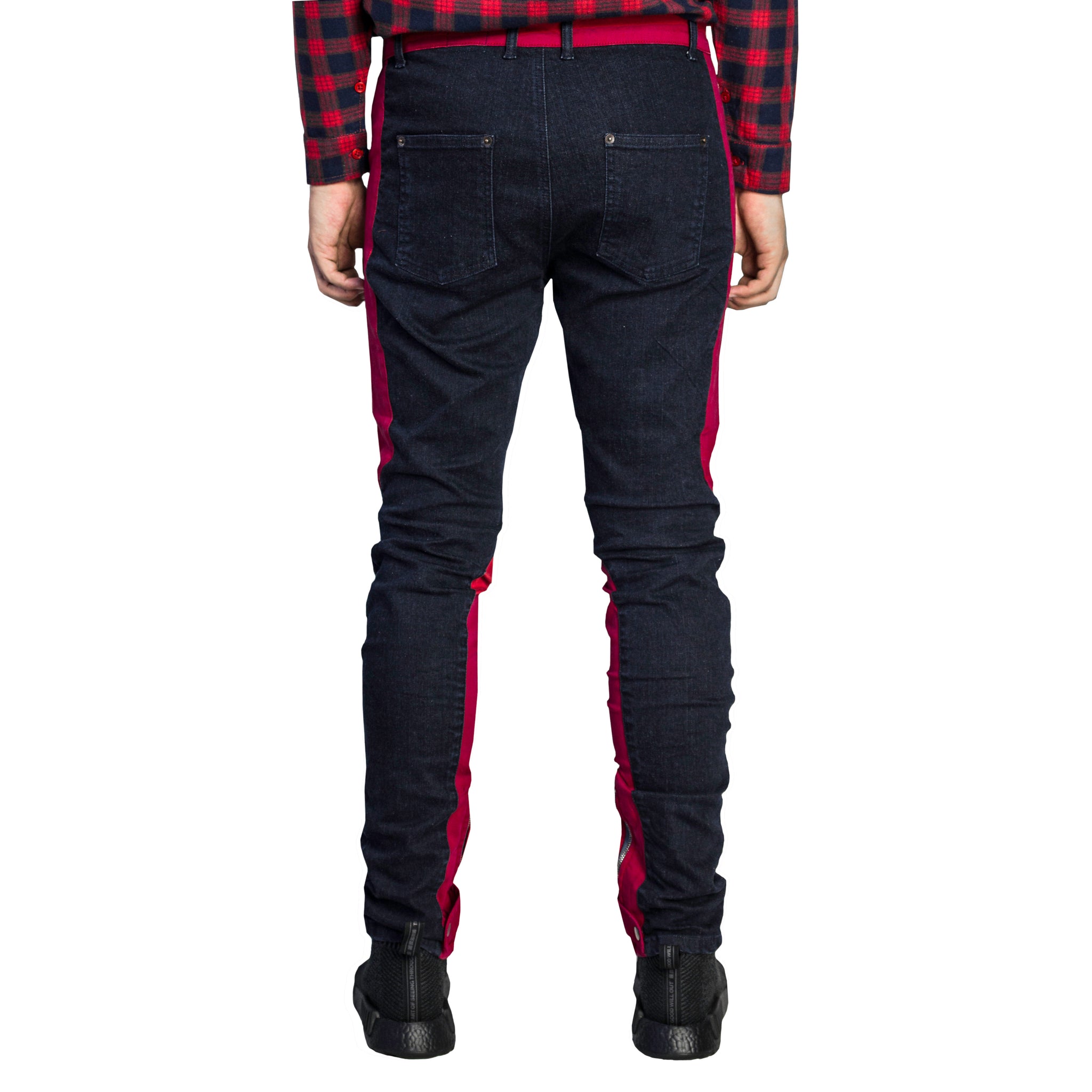 Spear Ankle Zip Jeans : Indigo/Crimson