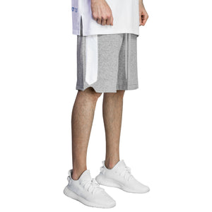 Track Shorts : Heather Grey/White