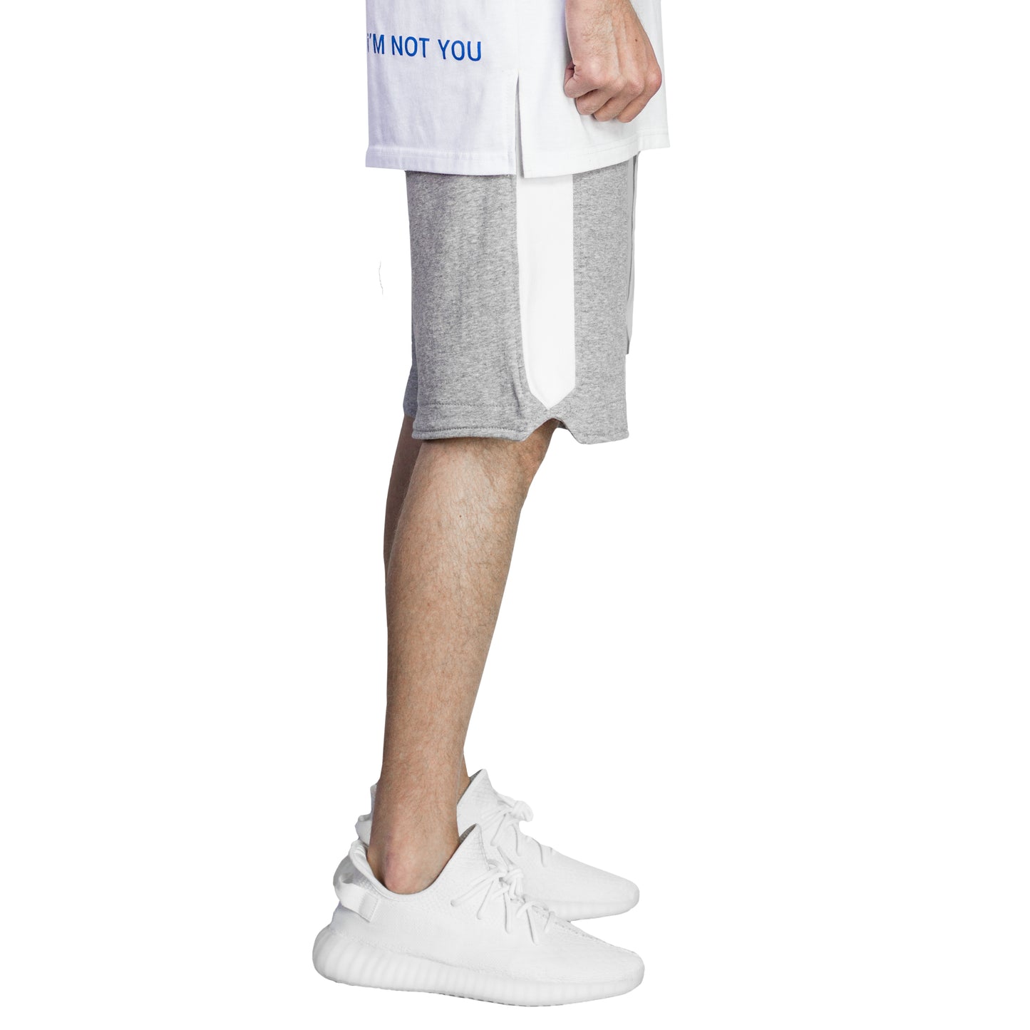 Pantalones cortos deportivos: gris jaspeado/blanco