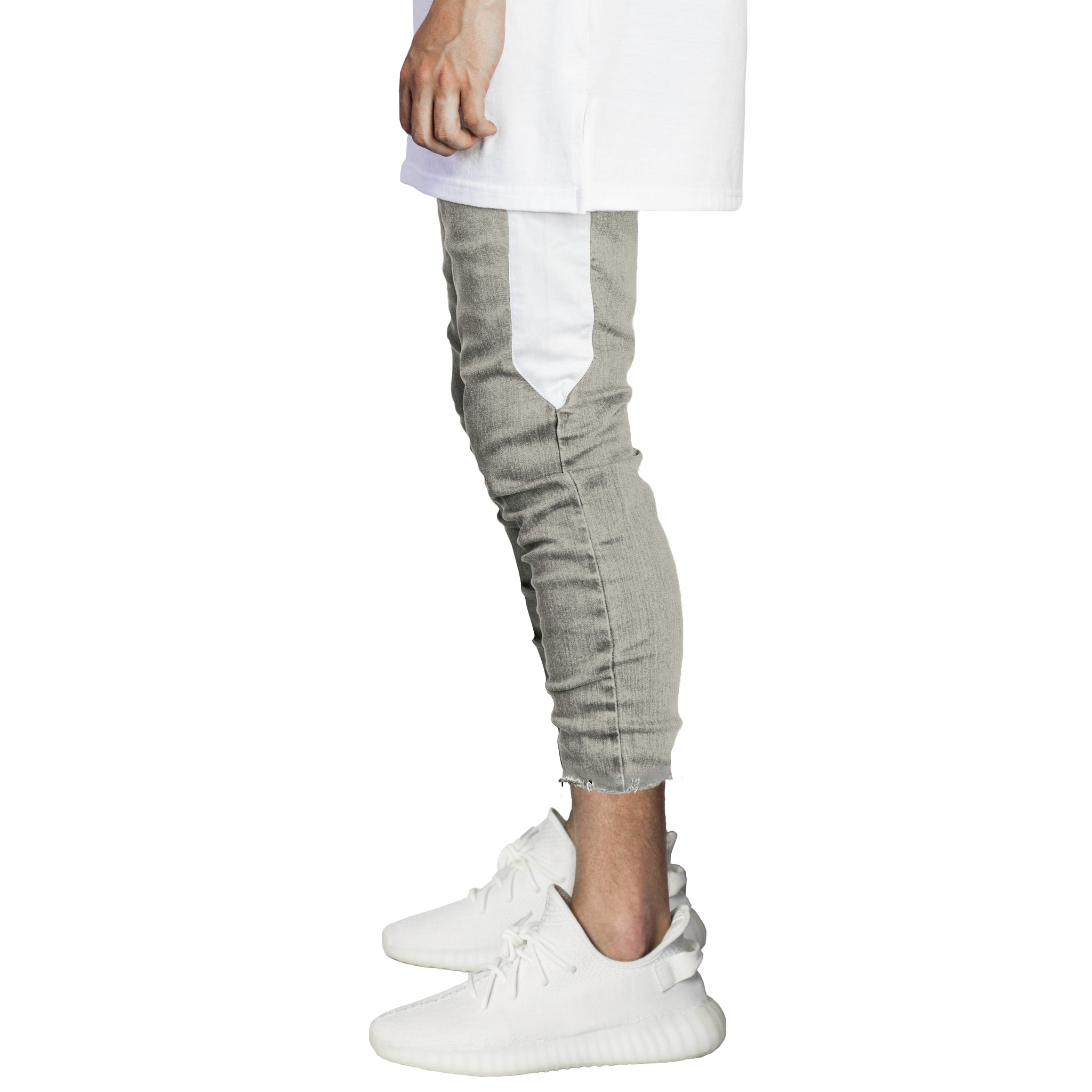 Cropped Spear Jeans : Grey/White